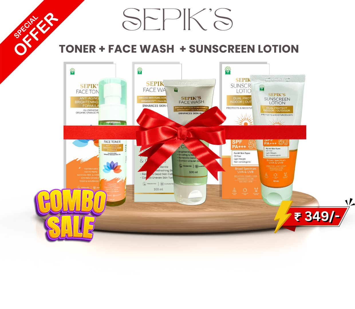Face toner+Facewash+Sunscreen Lotion